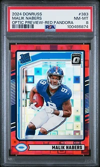 2024 Panini Donruss 383 Malik Nabers Optic Preview-red Pandora PSA