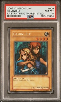 2003 Yu-gi-oh! Lon-labyrinth Of Nightmare 000 Gemini Elf 1st Edition PSA 8