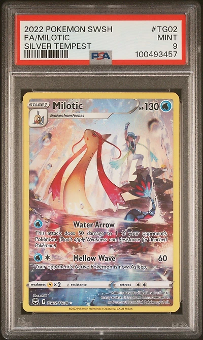2022 Pokemon Sword & Shield Silver Tempest Tg02 Full Art/milotic PSA