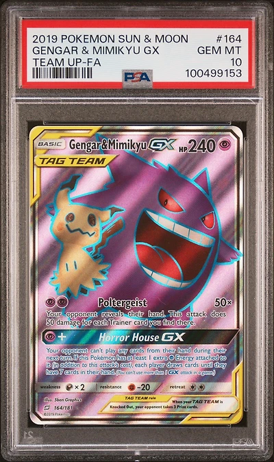 2019 Pokemon Sun & Moon Team Up Full Art/gengar & Mimikyu Gx PSA
