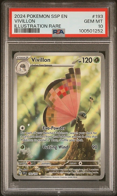 2024 Pokemon Ssp En-surging Sparks 193 Vivillon Illustration Rare PSA