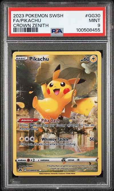2023 Pokemon Sword And Shield Crown Zenith Gg30 Full Art/pikachu PSA