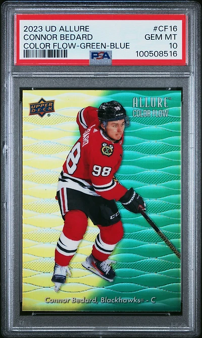 2023 Upper Deck Allure Color Flow Cf16 Connor Bedard - PSA 10