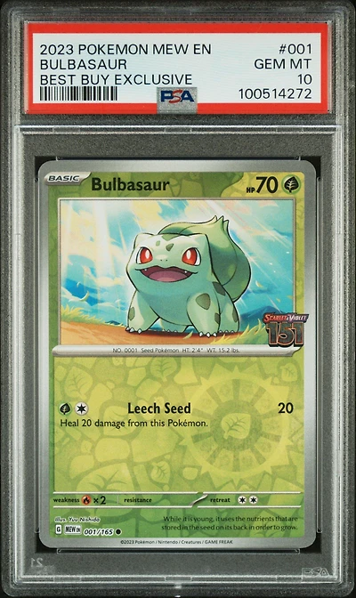 2023 Pokemon Mew En-151 001 Bulbasaur Best Buy Exclusive PSA