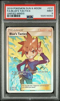 2019 Pokemon Sun & Moon Unified Minds 231 Full Art/blue's Tactics PSA