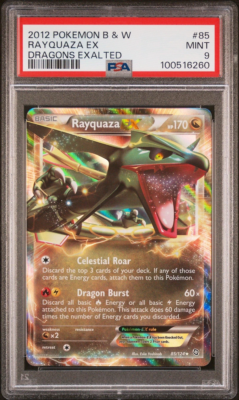 2012 Pokemon Black & White Dragons Exalted 85 Rayquaza Ex PSA