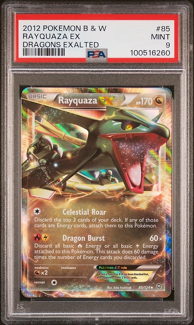 2012 Pokemon Black & White Dragons Exalted 85 Rayquaza Ex PSA