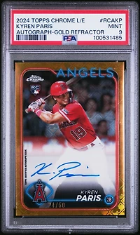 2024 Topps Chrome Logofractor Edition Mlb Refractor Chrome Autographs Rcakp Kyren Paris Gold Refractor PSA 9