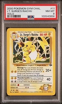 2000 Pokemon Gym Challenge 11 Lt. Surge's Raichu Holo PSA