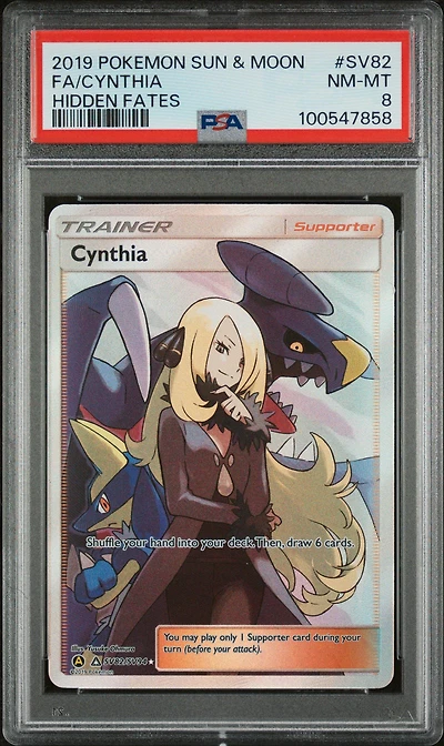 2019 Pokemon Sun & Moon Hidden Fates Sv82 Full Art/cynthia PSA