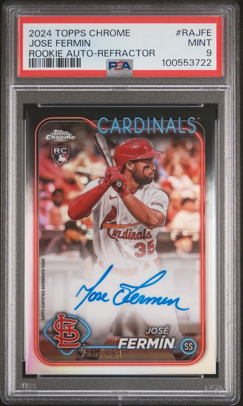 2024 Topps Chrome Rookie Autographs Rajfe Jose Fermin Refractor PSA 9