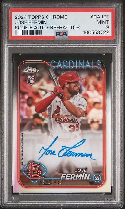 2024 Topps Chrome Rookie Autographs Rajfe Jose Fermin Refractor PSA 9