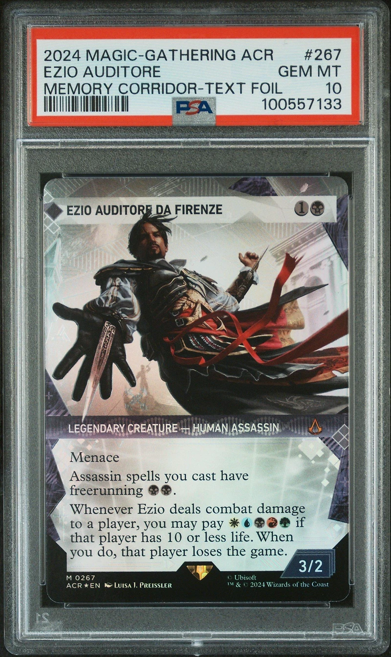 2024 Magic The Gathering Assassin's Creed 267 Ezio Auditore Da Firenze Memory Corridor Showcase-textured Foil PSA 10