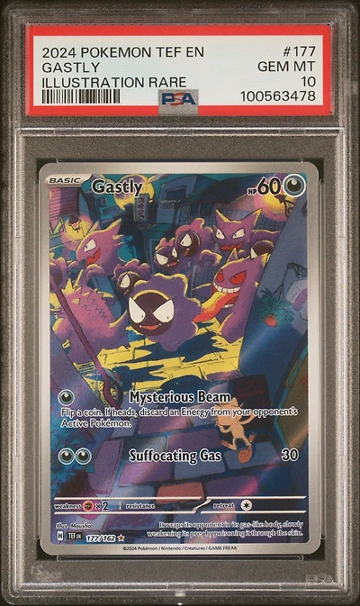 2024 Pokemon Tef En-temporal Forces 177 Gastly Illustration Rare PSA