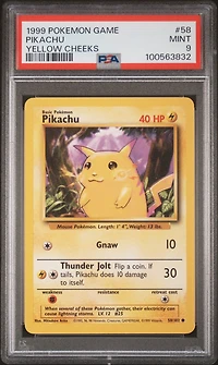 1999 Pokemon Game 58 Pikachu Yellow Cheeks PSA