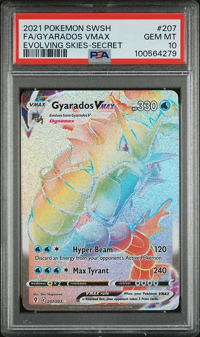 2021 Pokemon Sword & Shield Evolving Skies 207 Full Art/gyarados Vmax Secret PSA