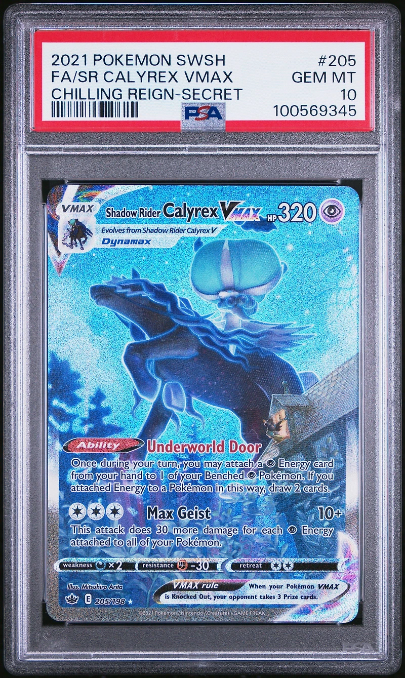 2021 Pokemon Sword & Shield Chilling Reign Full Art/shadow Rider Calyrex Vmax Secret PSA