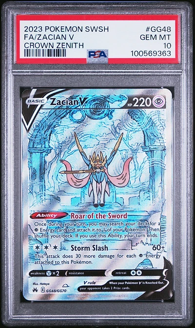 2023 Pokemon Sword And Shield Crown Zenith Gg48 Full Art/zacian V PSA