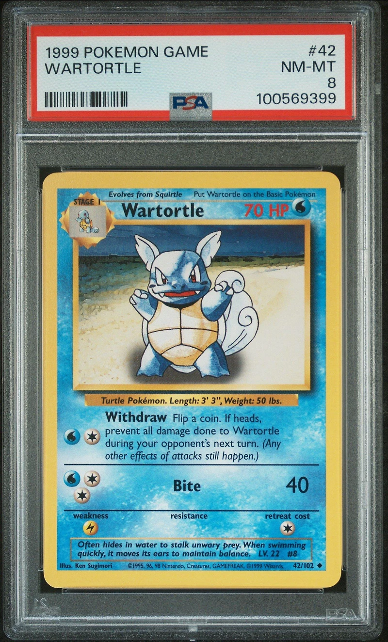 1999 Pokemon Game 42 Wartortle PSA