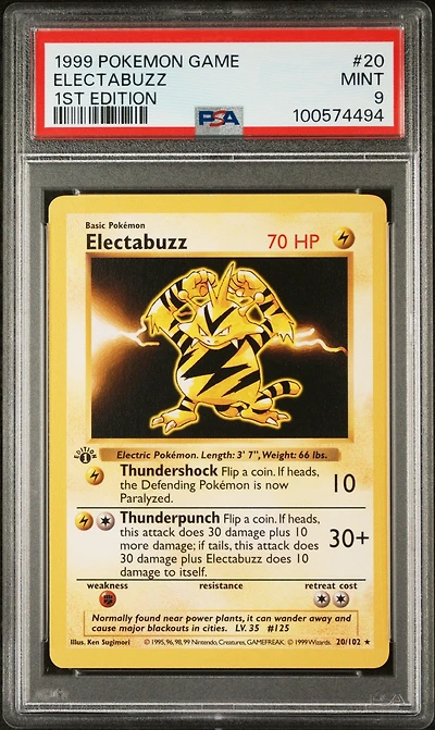 1999 Pokemon Game 20 Electabuzz 1st Edition PSA