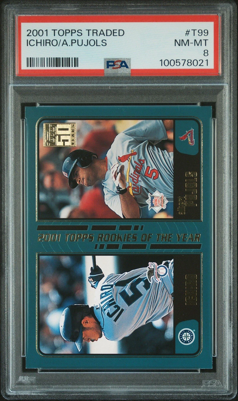 2001 Topps Traded T99 Ichiro/albert Pujols PSA 8