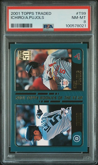 2001 Topps Traded T99 Ichiro/albert Pujols PSA 8
