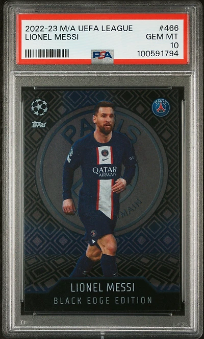 2022 Topps Match Attax Uefa League 466 Lionel Messi PSA 10