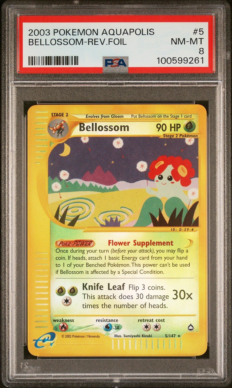 2003 Pokemon Aquapolis 5 Bellossom-reverse Foil PSA 8