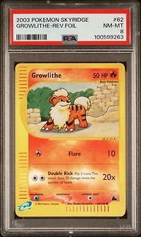 2003 Pokemon Skyridge 62 Growlithe-reverse Foil PSA