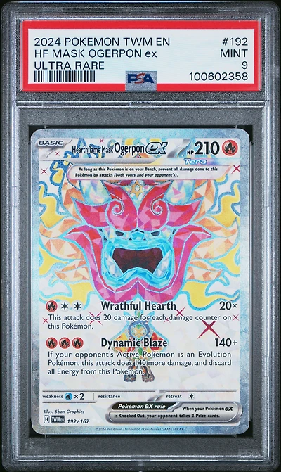 2024 Pokemon Twm En-twilight Masquerade 192 Hearthflame Mask Ogerpon Ex Ultra Rare PSA