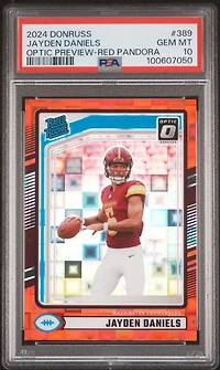 2024 Panini Donruss 389 Jayden Daniels Optic Preview-red Pandora PSA