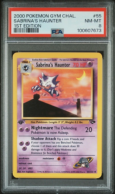 2000 Pokemon Gym Challenge 55 Sabrina's Haunter 1st Edition PSA