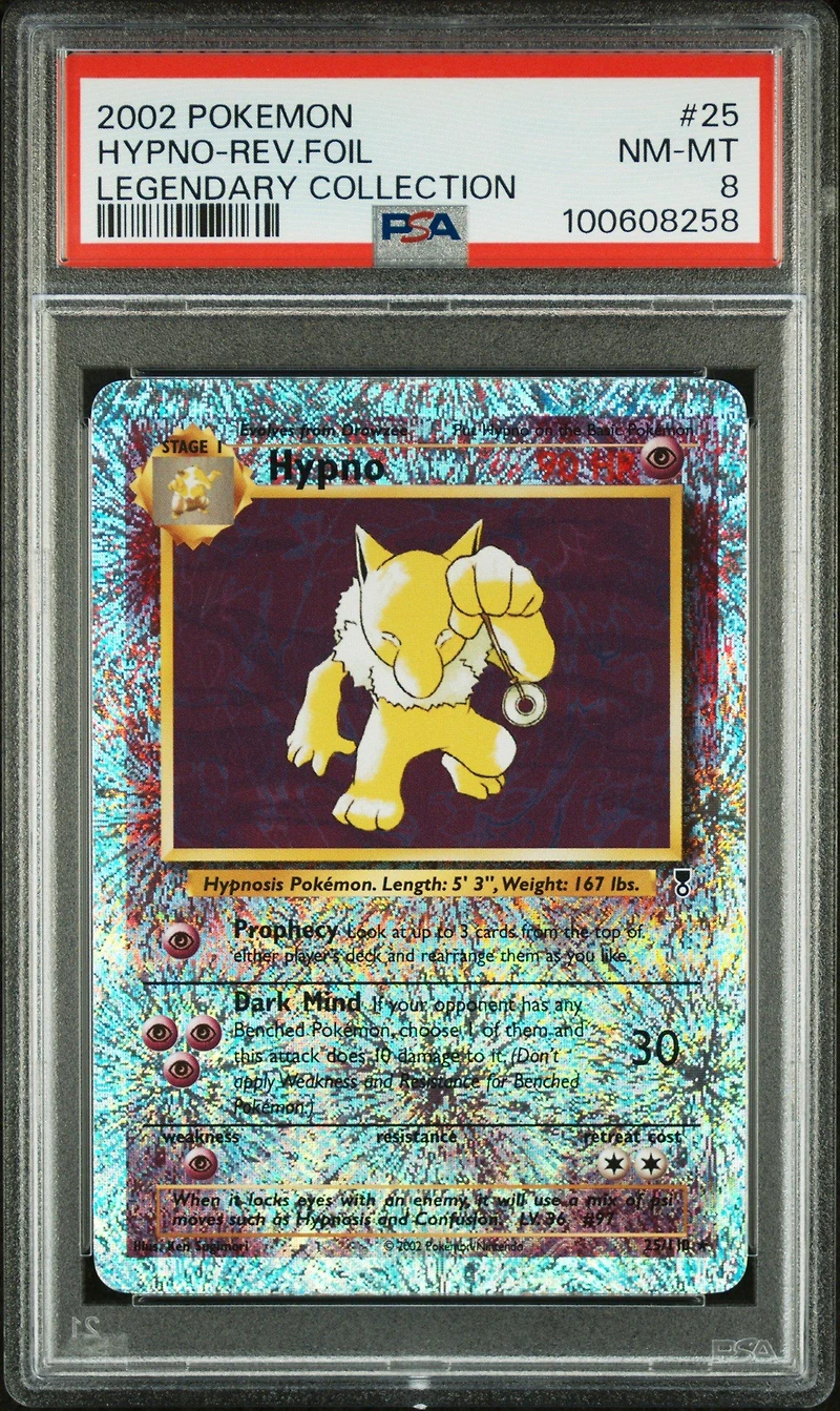 2002 Pokemon Legendary Collection 25 Hypno-reverse Foil PSA 8