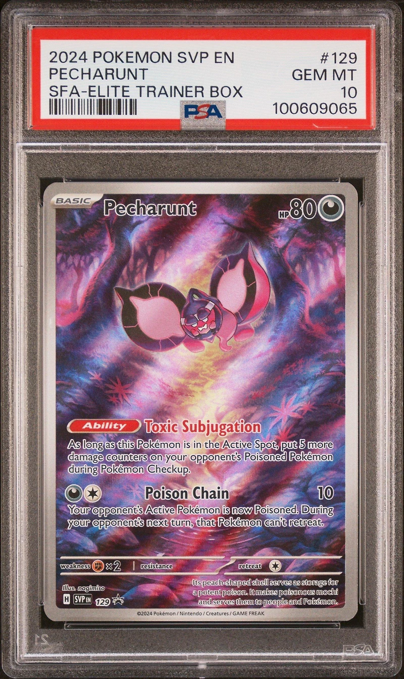 2024 Pokemon Svp En-sv Black Star Promo 129 Pecharunt Shrouded Fable Elite Trainer Box PSA