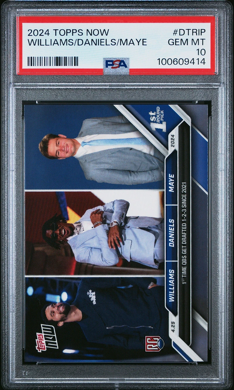 2024 Topps Now Dtrip Jayden Daniels\caleb Williams\drake Maye PSA