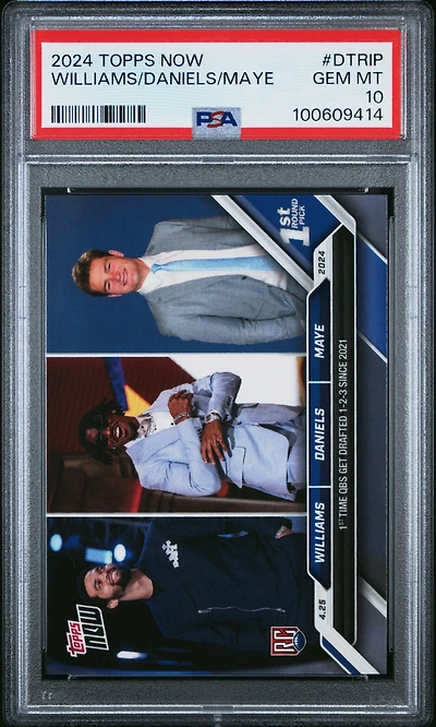 2024 Topps Now Dtrip Jayden Daniels\caleb Williams\drake Maye PSA