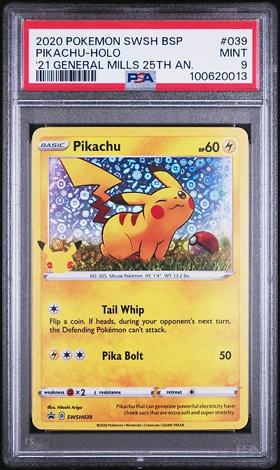 2020 Pokemon Swsh Black Star Promo 039 Pikachu-holo 2021 General Mills 25th Anniversary PSA