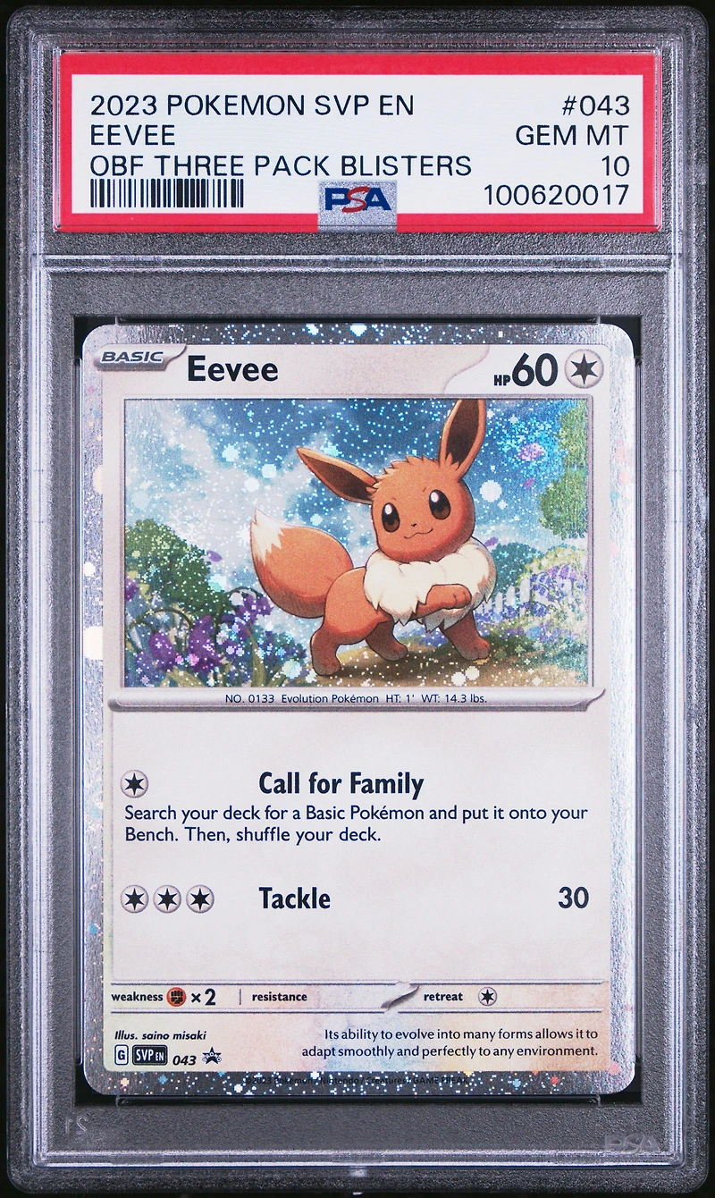 2023 Pokemon Svp En-sv Black Star Promo 043 Eevee Obsidian Flames Three Pack Blisters PSA