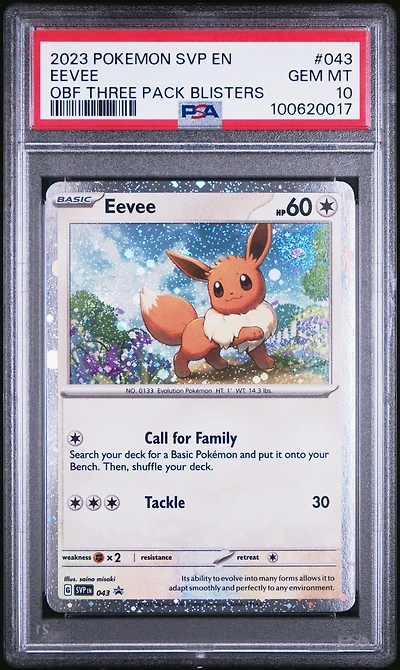 2023 Pokemon Svp En-sv Black Star Promo 043 Eevee Obsidian Flames Three Pack Blisters PSA
