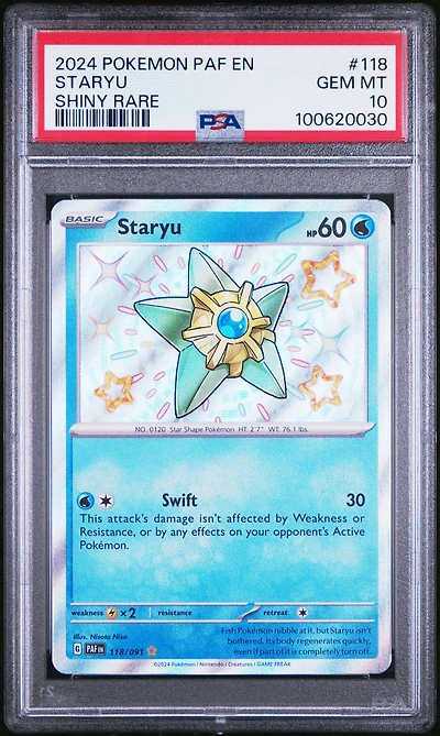2024 Pokemon Paf En-paldean Fates 118 Staryu Shiny Rare PSA