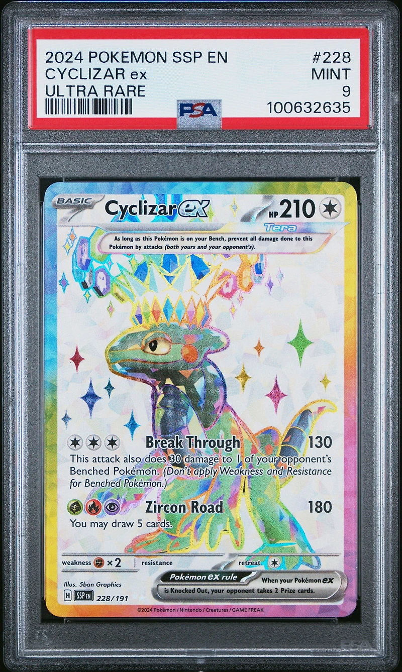 2024 Pokemon Ssp En-surging Sparks 228 Cyclizar Ex Ultra Rare PSA