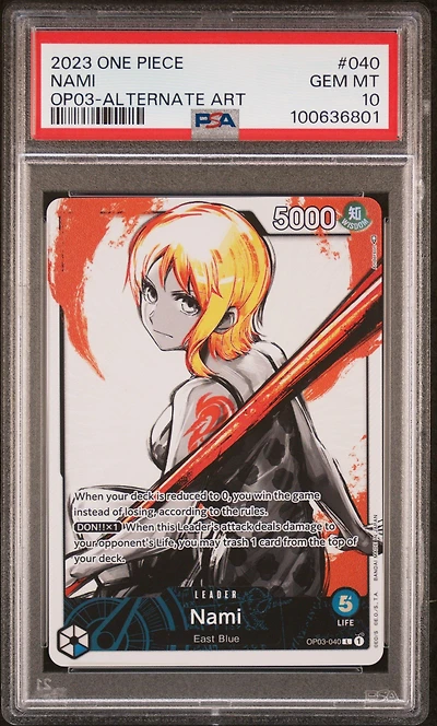 2023 One Piece Op03-pillars Of Strength 040 Nami Alternate Art PSA 10