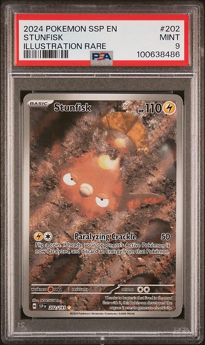 2024 Pokemon Ssp En-surging Sparks 202 Stunfisk Illustration Rare PSA