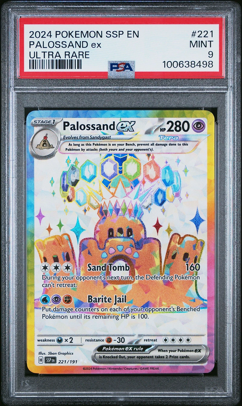 2024 Pokemon Ssp En-surging Sparks 221 Palossand Ex Ultra Rare PSA