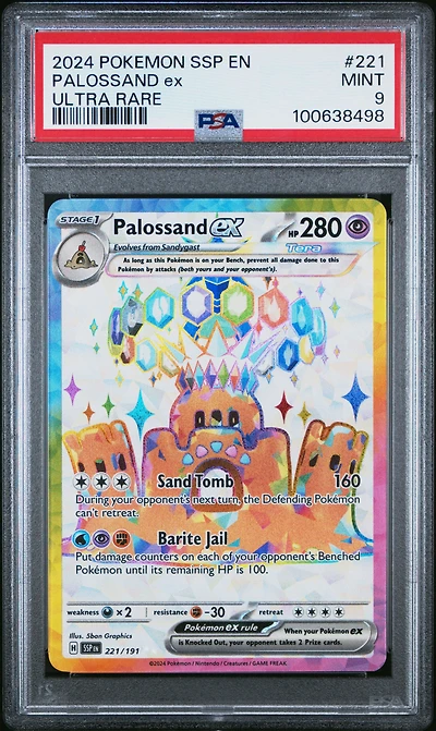 2024 Pokemon Ssp En-surging Sparks 221 Palossand Ex Ultra Rare PSA