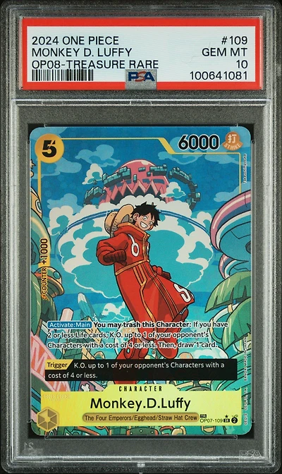 2024 One Piece Two Legends 109 Monkey D. Luffy Treasure Rare PSA 10