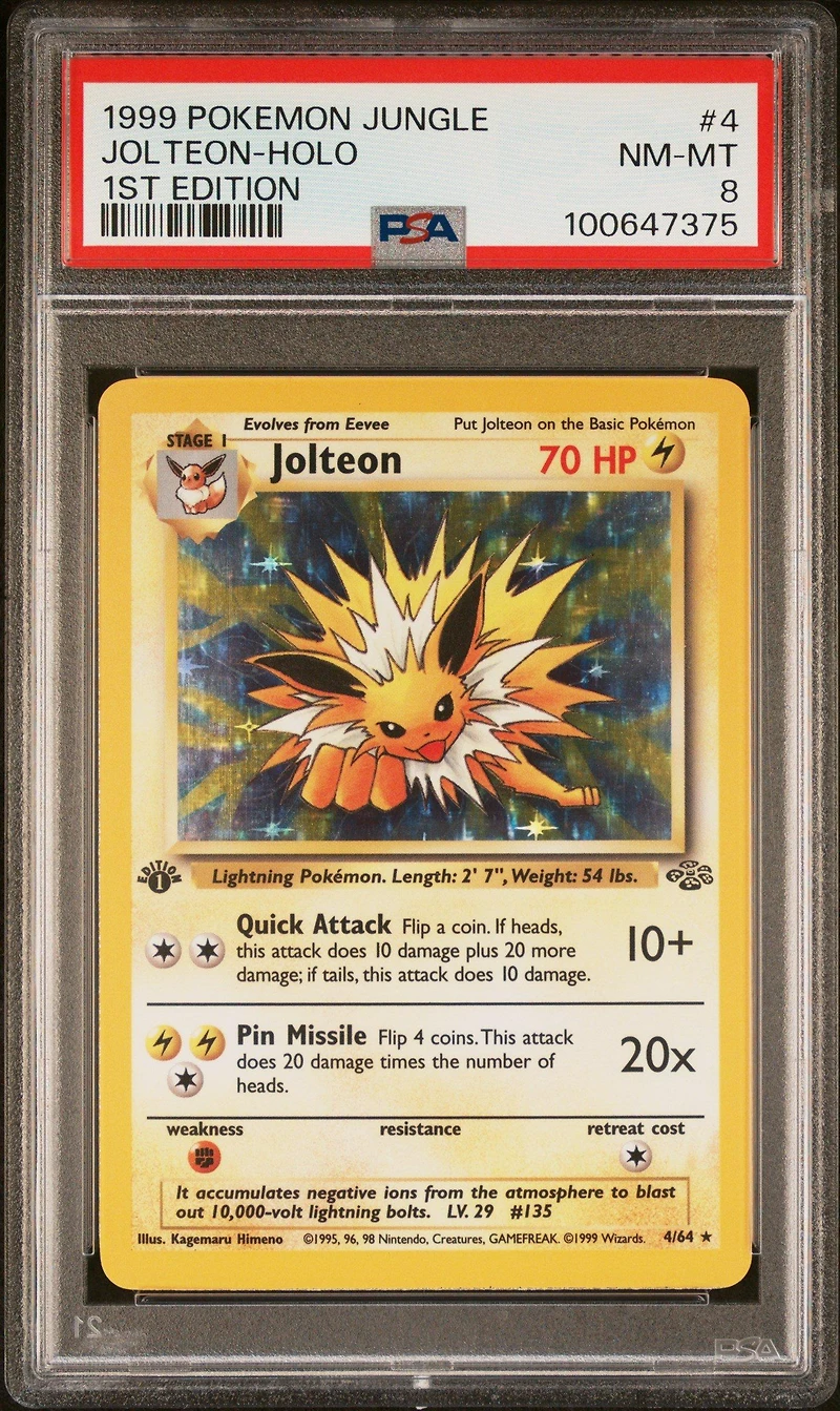 1999 Pokemon Jungle 4 Jolteon-holo 1st Edition PSA