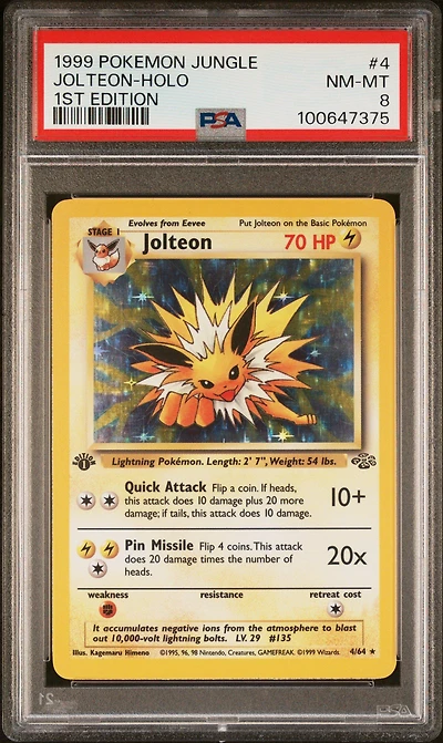 1999 Pokemon Jungle 4 Jolteon-holo 1st Edition PSA