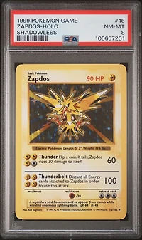 1999 Pokemon Game 16 Zapdos-holo Shadowless PSA