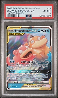 2019 Pokemon Sun & Moon Unified Minds 35 Slowpoke & Psyduck Gx PSA